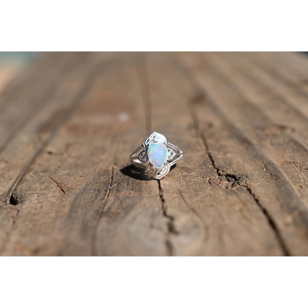 Ethiopian Opal engagement ring size 3 in 925 sterling silver